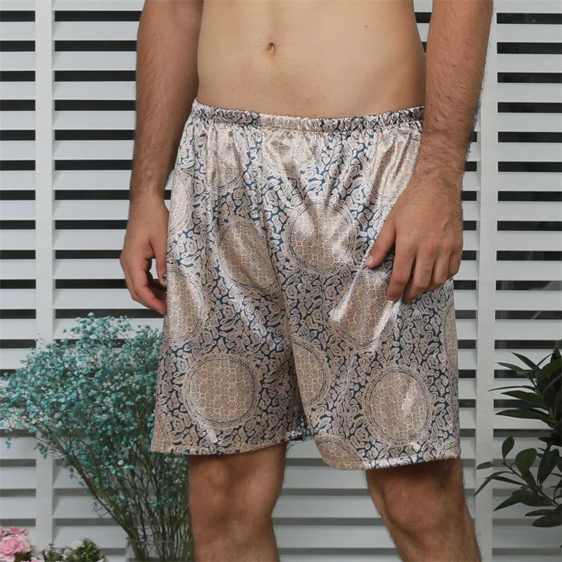 Men Casual Home Nightwear Satin Pajamas Shorts Pyjamas Sleep Bottoms Boxers Short Pants Lounge Homewear-Dollar Bargains Online Shopping Australia