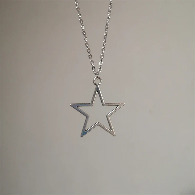 Titanium Steel Star Pendant Necklace for Men Women Y2K Hip Hop Cool Hot Girls Beads Chains Choker Korean Fashion Jewelry-Dollar Bargains Online Shopping Australia