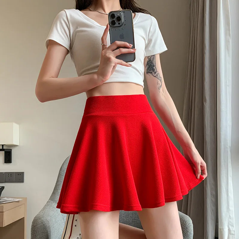 Summer Women's Skirts Fashion Sexy Mini Elastic Pleated Sun Skirts For School Girl Uniform Korean Black High Waist Tennis Skirts-Dollar Bargains Online Shopping Australia