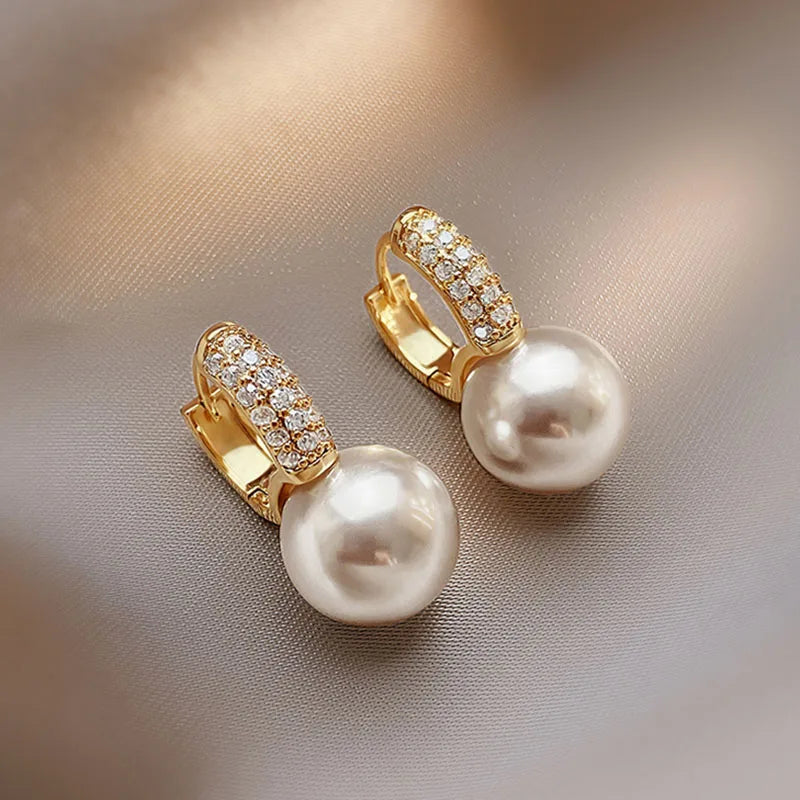 Simple Temperament Circle Pearl Earrings Fashion Small Versatile Earrings Women's Jewelry-Dollar Bargains Online Shopping Australia