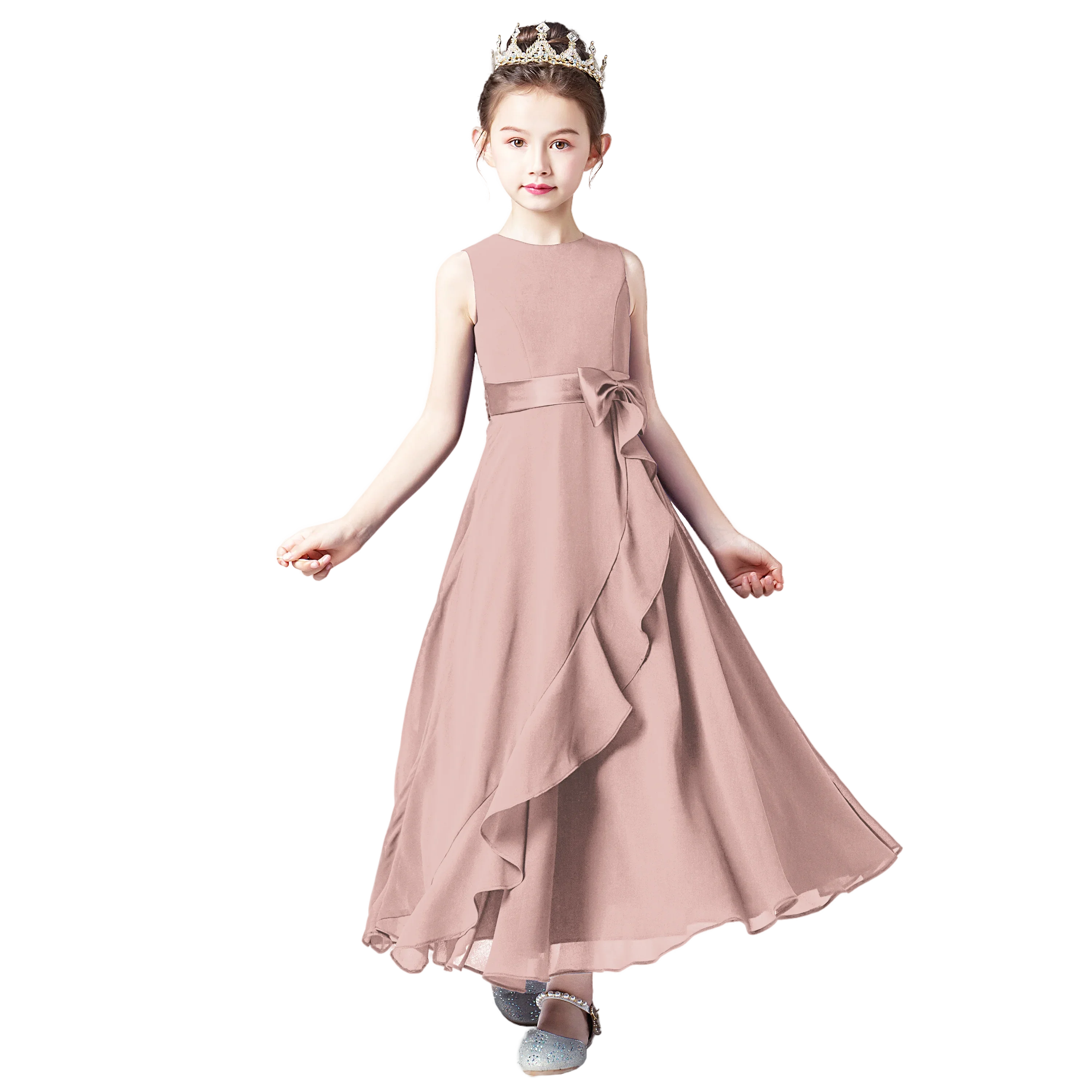 Chiffon Junior Bridesmaid For Teens Ankle-Length Flower Girl Dresses For Wedding Party Kids First Communion Gowns-Dollar Bargains Online Shopping Australia