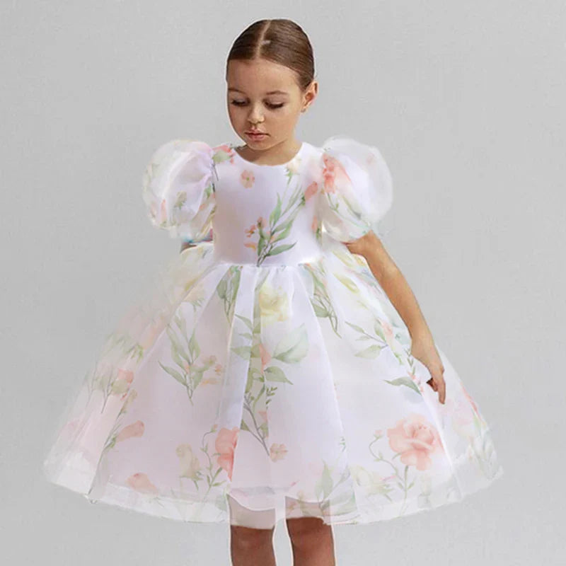 Child Evening Flower Pageant Vestidos Girls Princess Dress Lace Tulle Wedding Party Formal Bridesmaid Tutu Fluffy Prom Gown-Dollar Bargains Online Shopping Australia