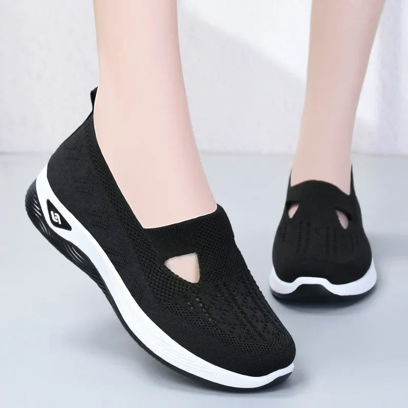 Comfort Casual Women's Shoes Fashion Soft Sole Breathable Hollow Out Flat Shoes