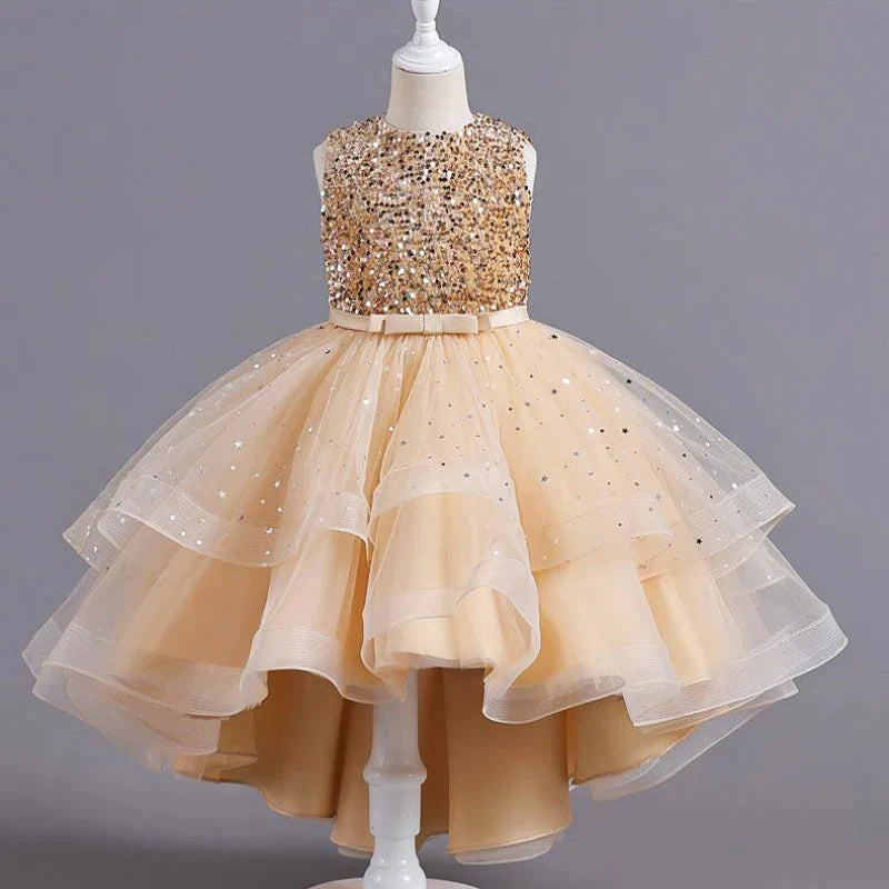 Flower Girls Princess Sequins Baby Wedding Christmas Party Trailing Dress Teenager Children Kids Elegant Vestidos for 3-15Years-Dollar Bargains Online Shopping Australia