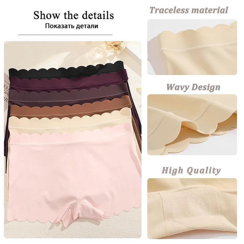 Women's Panties Seamless Sports Wavy Edge Silk Satin Boxers Underwear Female Lovely Briefs Cozy Lingerie Intimate Underpants-Dollar Bargains Online Shopping Australia