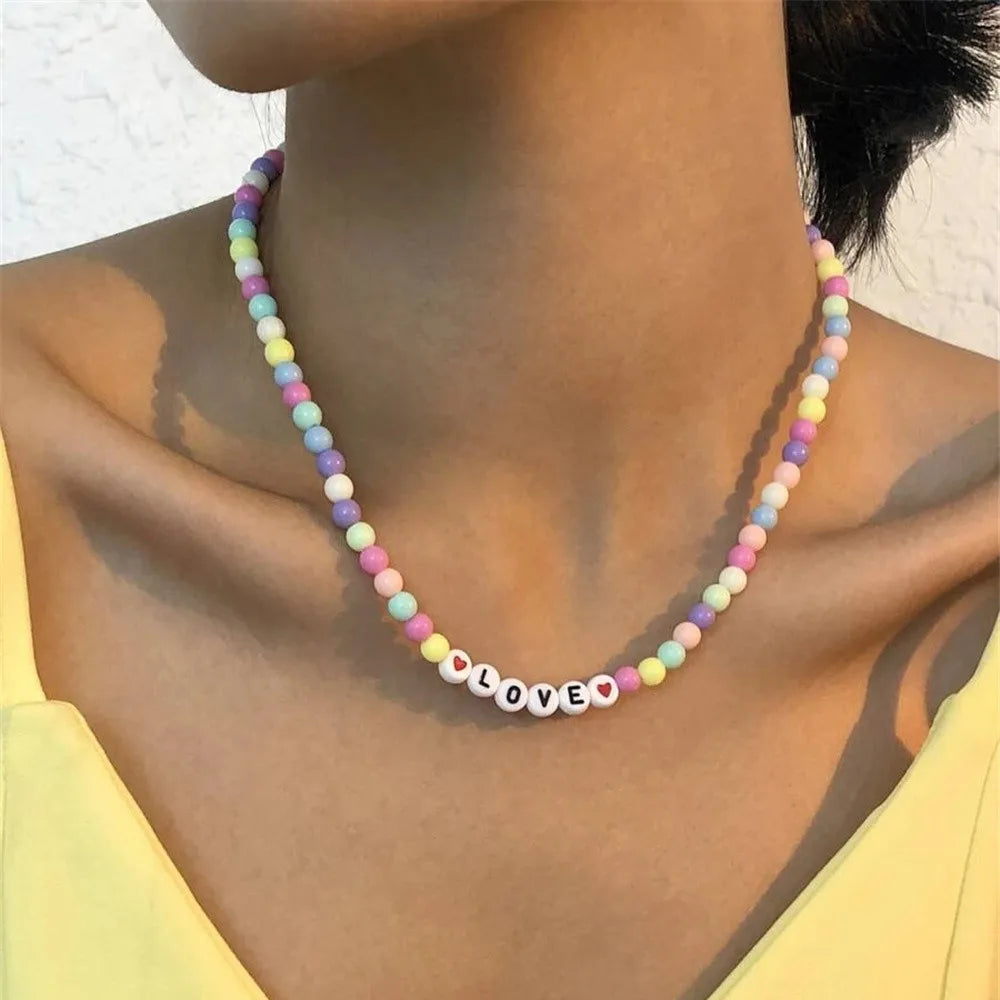 Boho Choker Simple Vintage Red Heart Shape Necklace For Women Fashion Collar Beads Jewelry Party Gift-Dollar Bargains Online Shopping Australia