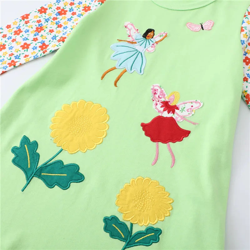 Princess Girls Dresses Fairy Tale Embroidery Autumn Spring Children's Costume Long Sleeve Dress