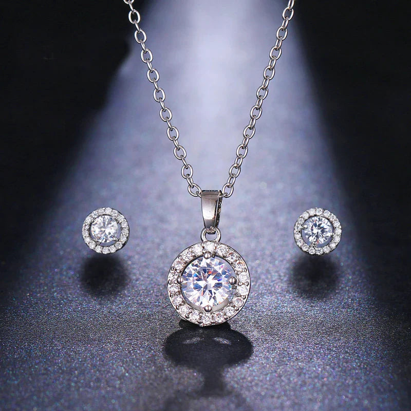 Luxury Pearl Bridal Jewelry Sets for Women Fashion Cubic Zirconia Earrings Necklace Wedding Accessories-Dollar Bargains Online Shopping Australia