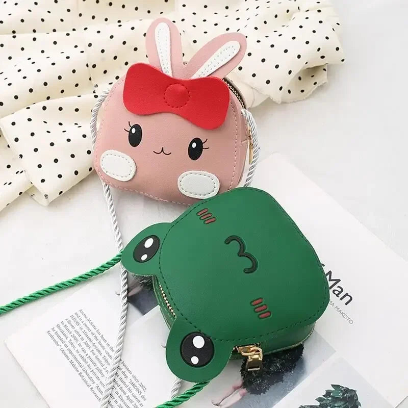PU Leather Children's Small Shoulder Bags Lovely Cartoon Baby Girls Coin Purse Handbags Princess Accessories Crossbody Bag