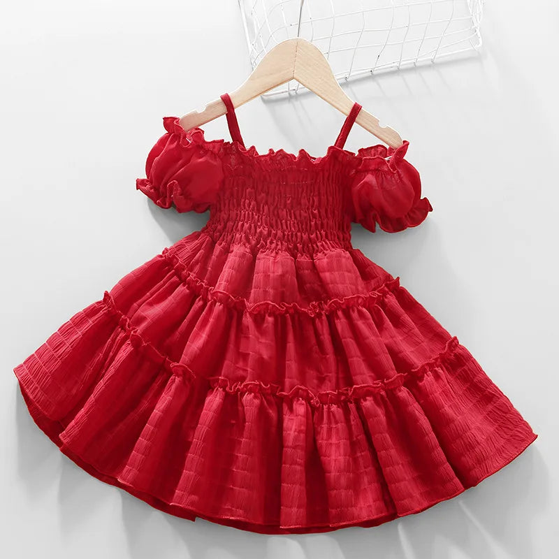 Girls Dress Style Bud Sleeve Splicing Cake Skirt For Kid Princess Skirt-Dollar Bargains Online Shopping Australia