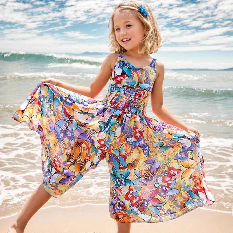 Girls Flower Bohemian Summer Dress Child Kids Girl Beach Dresses Chiffon Dresses Floral-Dollar Bargains Online Shopping Australia