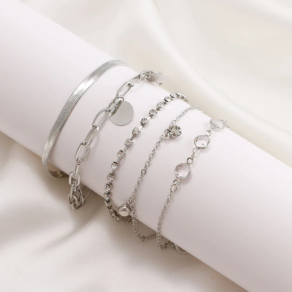 FNIO Bohemian Bracelets for Women Fashion Multilayer Beaded Chain Bracelets Set Charm Bracelet Bangles Jewelry Punk-Dollar Bargains Online Shopping Australia