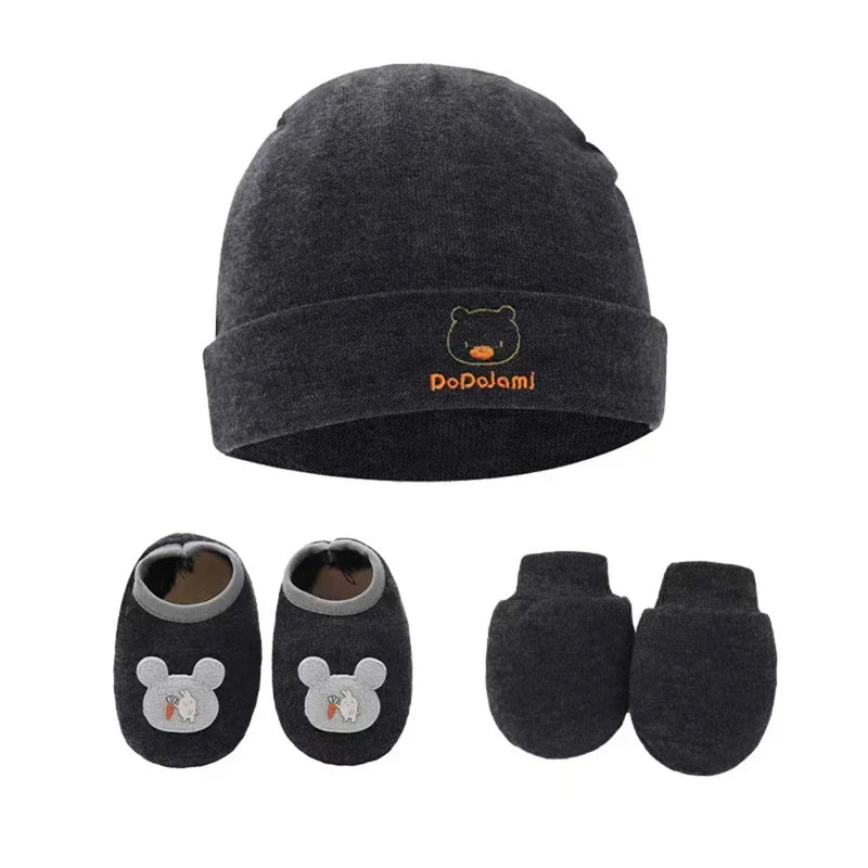 Baby Anti Scratching Gloves Hat Foot Cover Set Soft Cotton Newborn No Scratch Mittens Socks Beanies Cap Nightcap-Dollar Bargains Online Shopping Australia