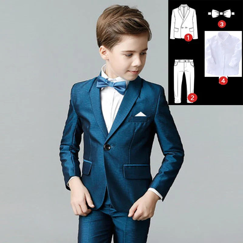 Formal Boys Suit For Wedding Children White Party Blazers Pants Baptism Outfit Kids Costume Gentlemen Teenager Prom Tuxedos Set