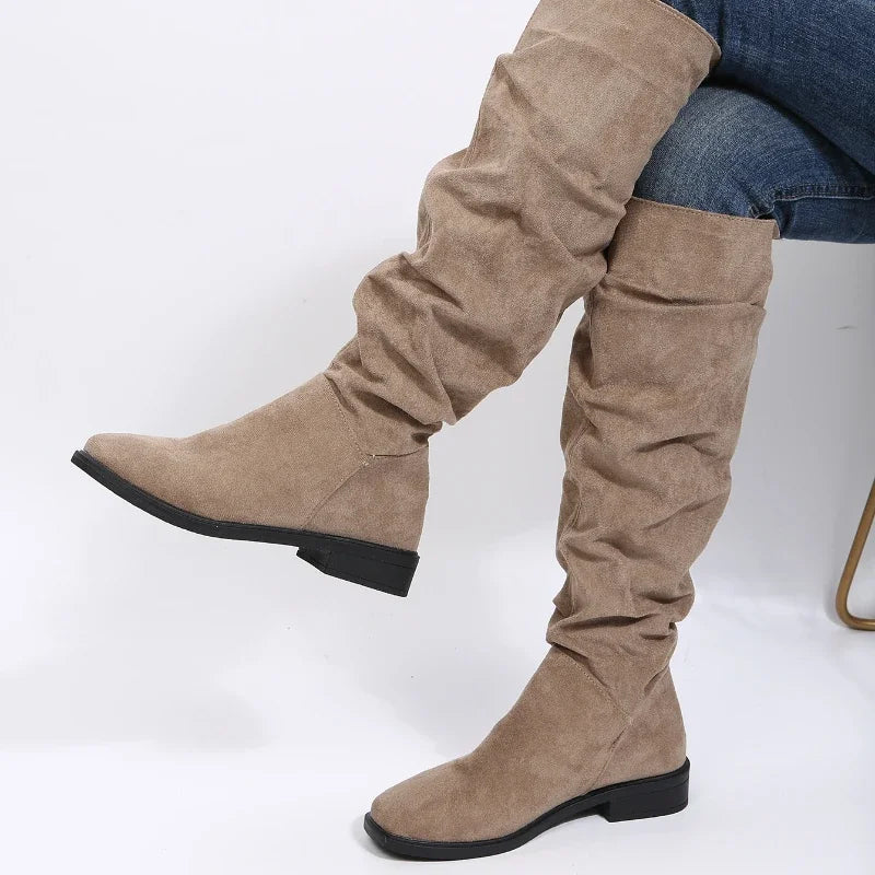 Autumn and Winter Fashion New Sexy Solid Color Warm Round Toe Thick Bottom Low Heel Comfortable Women's Boots Botas Mujer-Dollar Bargains Online Shopping Australia
