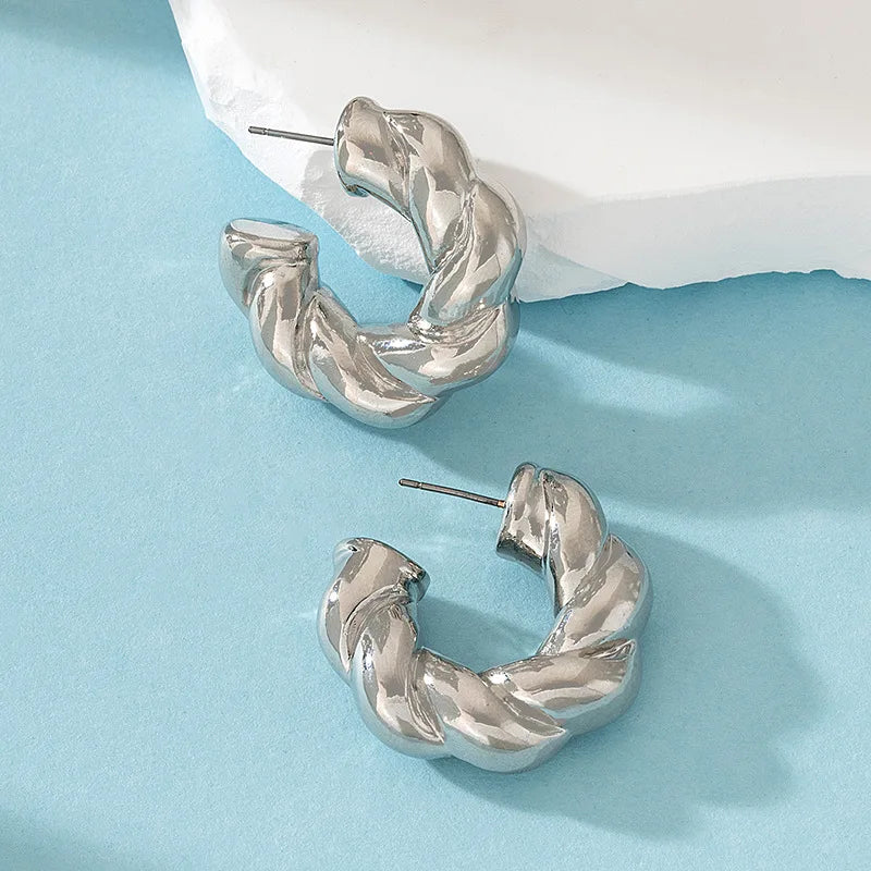 Round Chunky Earrings for Women Lightweight Smooth Metal Open Thick Hoops-Dollar Bargains Online Shopping Australia