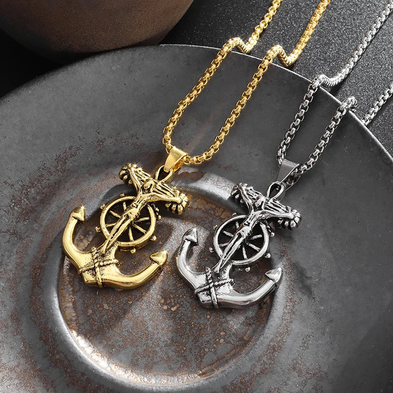 Anchor Pendant Necklace Men Women Creative Design Religious Power Amulets Jewelry Accessories