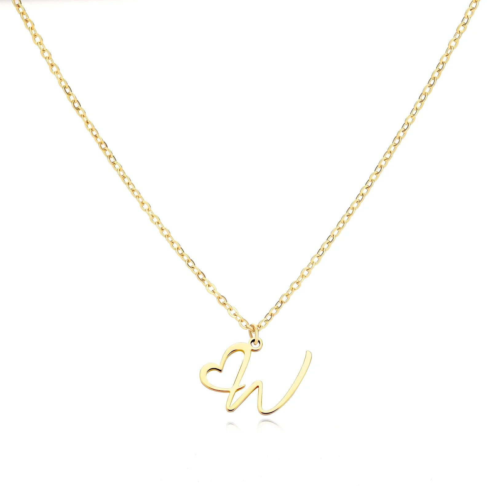 Heart Initial Letter Necklace for Women Gold Color Stainless Steel Necklace Jewelry Wedding Birthday-Dollar Bargains Online Shopping Australia