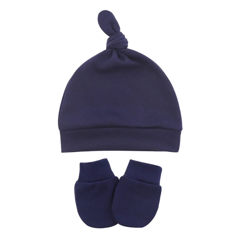 Newborn Baby Hat With Gloves Cotton Bonnet Baby Beanie For Girls Spring Soft Infant Cap Boy Toddler Accessories Gift-Dollar Bargains Online Shopping Australia