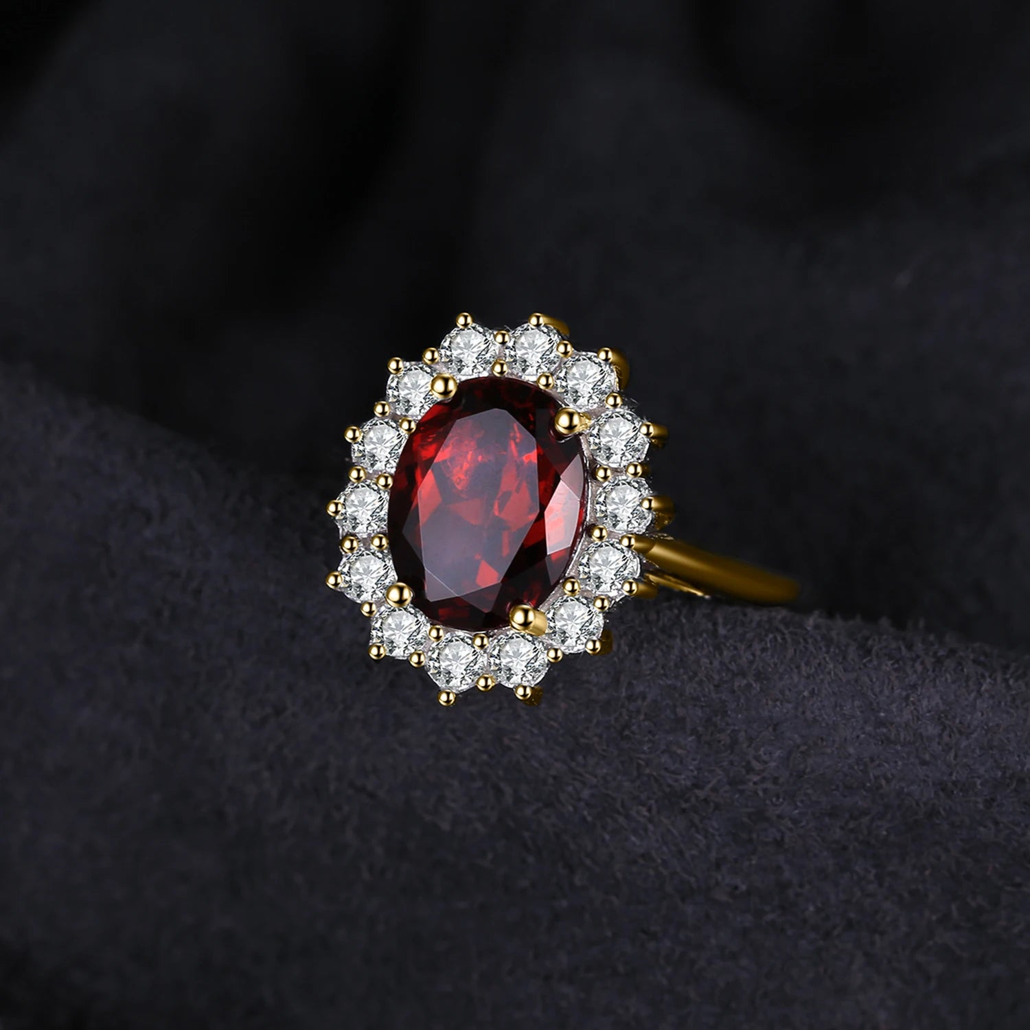 Natural Garnet 925 Sterling Silver Ring Ruby Natural Amethyst Citrine Blue Topaz Ring Yellow Rose Gold Plated