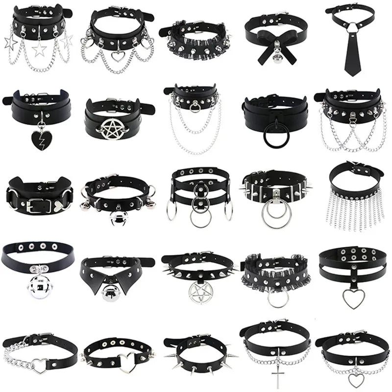 Harajuku Cosplay Rivet Punk Rock Gothi Women Collar Sexy PU Leather Heart Cross Spike Hip Hop Bondage Choker Jewelry-Dollar Bargains Online Shopping Australia
