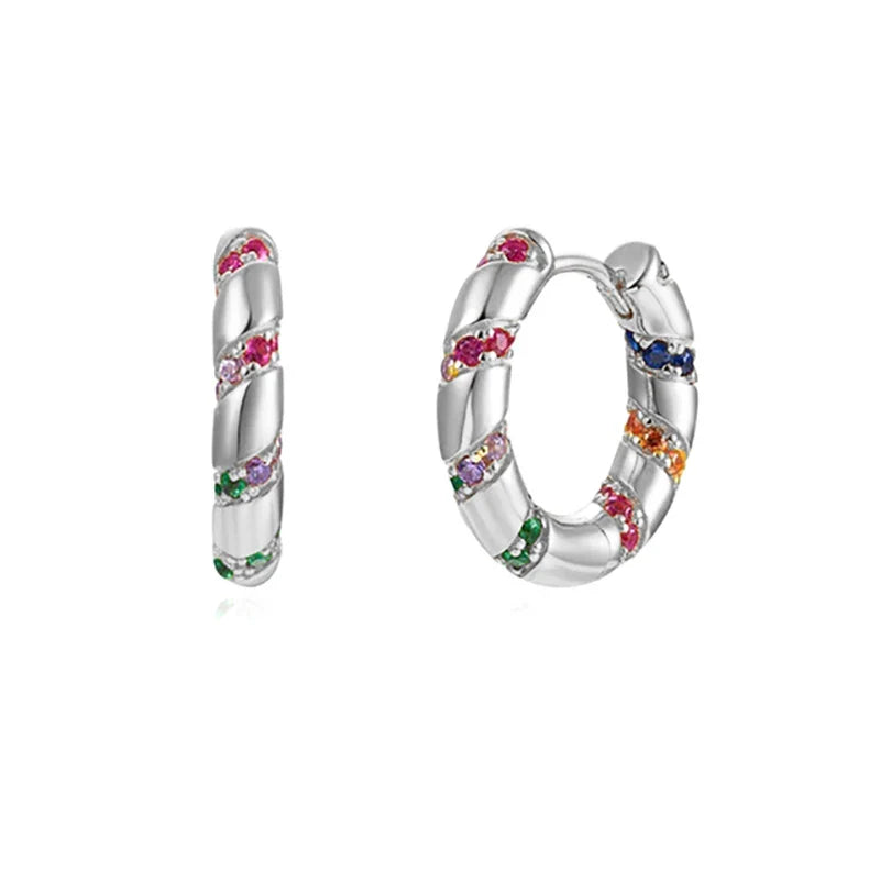 Gold Filled Stud Earrings Set For Women Ear Cuffs Colorful Zircon Dangle Hoop Earrings Fashion Party Jewelry-Dollar Bargains Online Shopping Australia