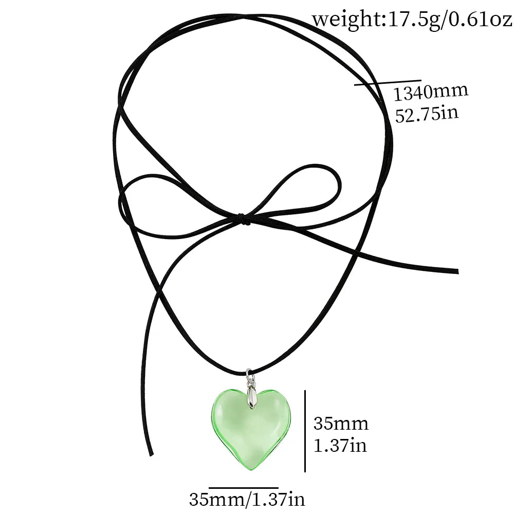 Goth Black Velvet Big Heart Pendant Choker Necklace for Women Elegant Weave Knotted Bowknot Adjustable Chain-Dollar Bargains Online Shopping Australia