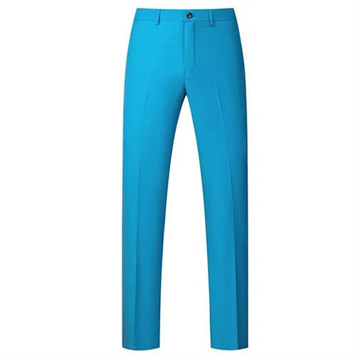 Solid Colour Formal Suit Pants Men's Wedding Office Social Slim Fit Trousers