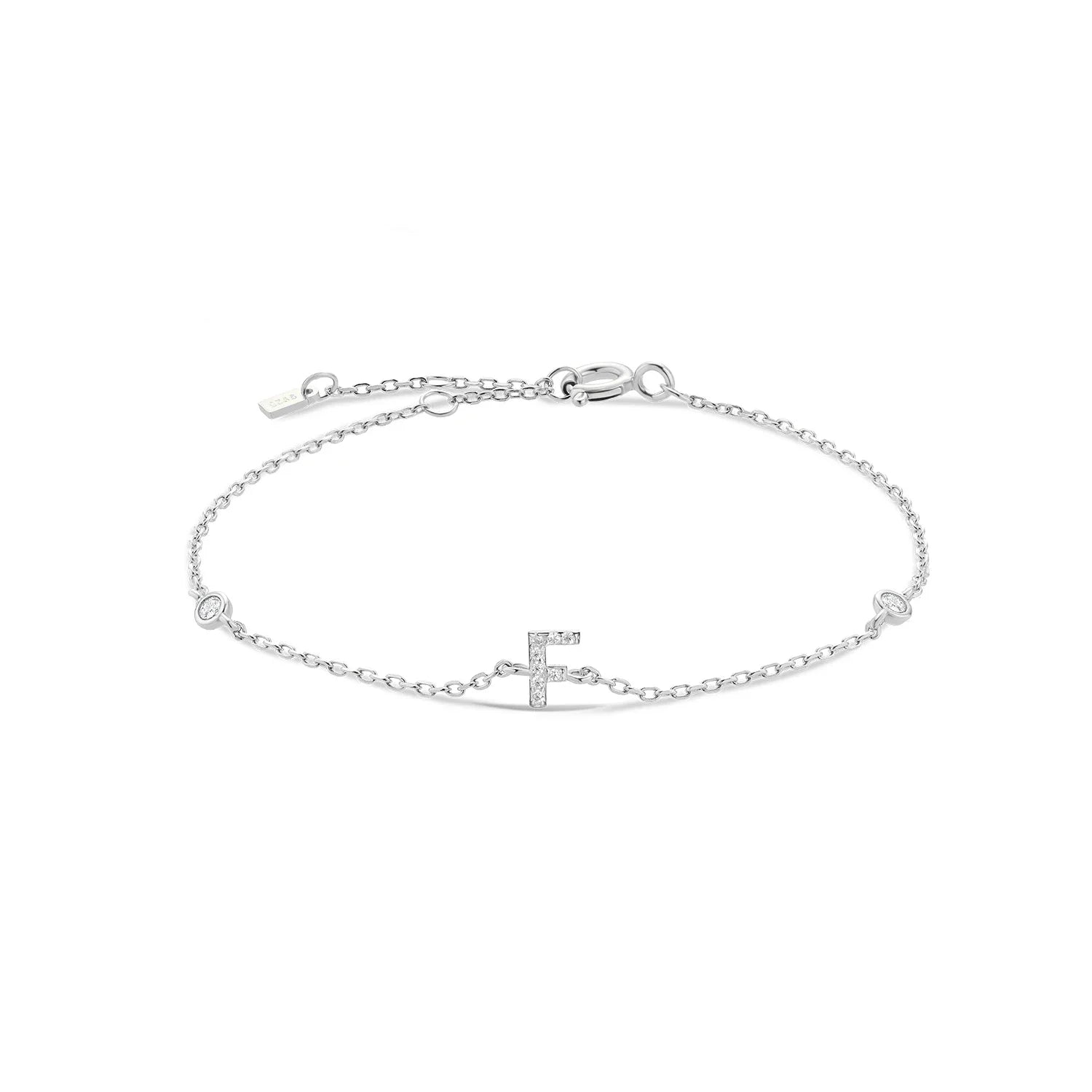 Silver Monogram Letter Initial Charm Chain Bracelet Luxury Wedding Crystal Fine Jewelry-Dollar Bargains Online Shopping Australia