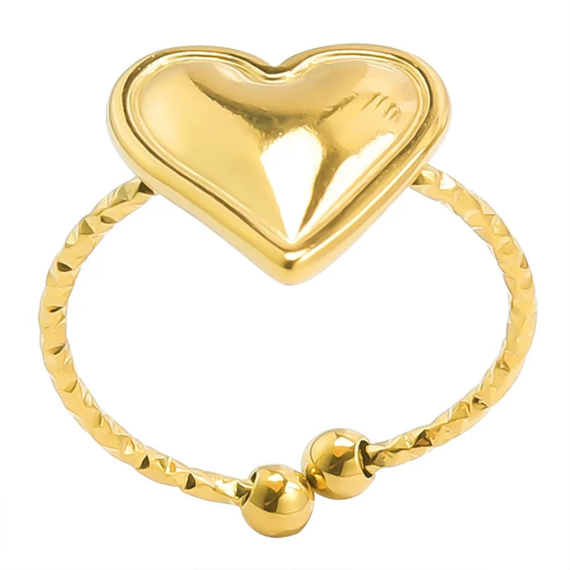 Elegant Girl Jewelry Love Stainless Steel Heart Rings For Women Accessories Finger Ring Adjustable-Dollar Bargains Online Shopping Australia