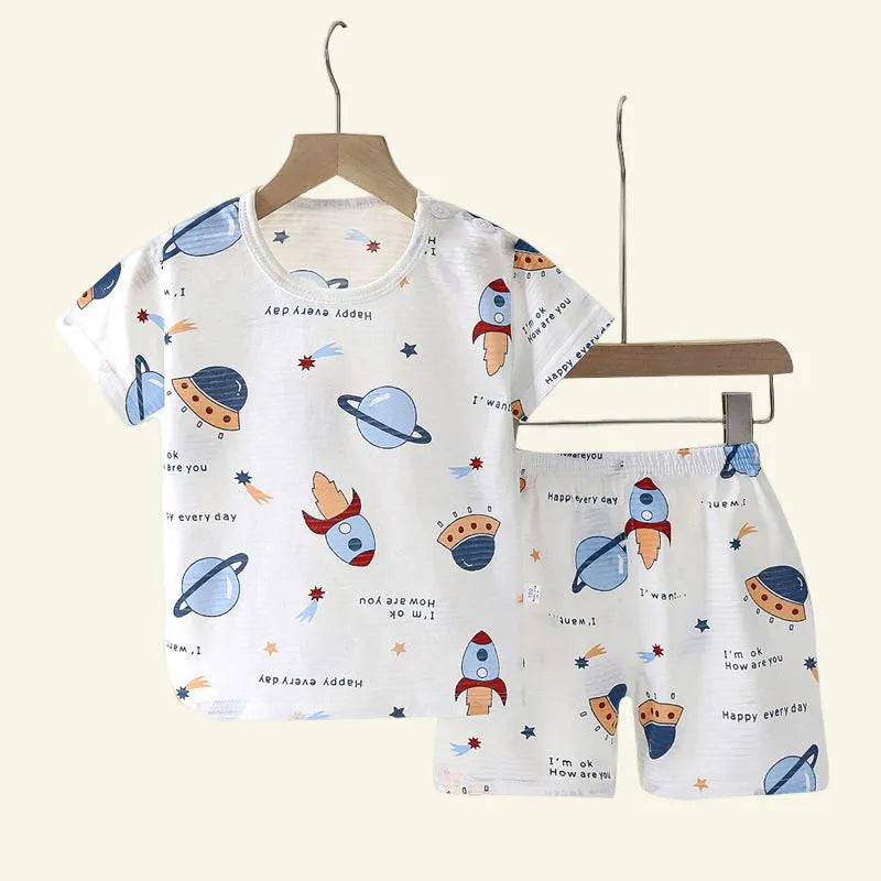Baby Children Clothes Set Cute Cartoon Short Sleeve Home Pajama Set Sleepwear Soft Breathable-Dollar Bargains Online Shopping Australia