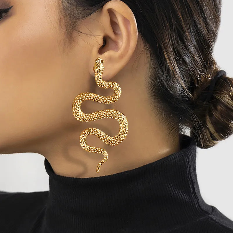 Avant-garde Sexy and Exaggerated Halloween Snake Shaped Earrings for Women Fashion Gothic Personalized Trend Girl Rock Jewelry-Dollar Bargains Online Shopping Australia