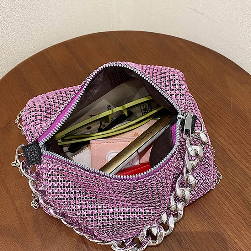 Full Rhinestone Shoulder Bags Bling Diamond Crossbody Bag Women Wedding Party Handbags Fashion Shoulder Purses New Chains Bags-Dollar Bargains Online Shopping Australia