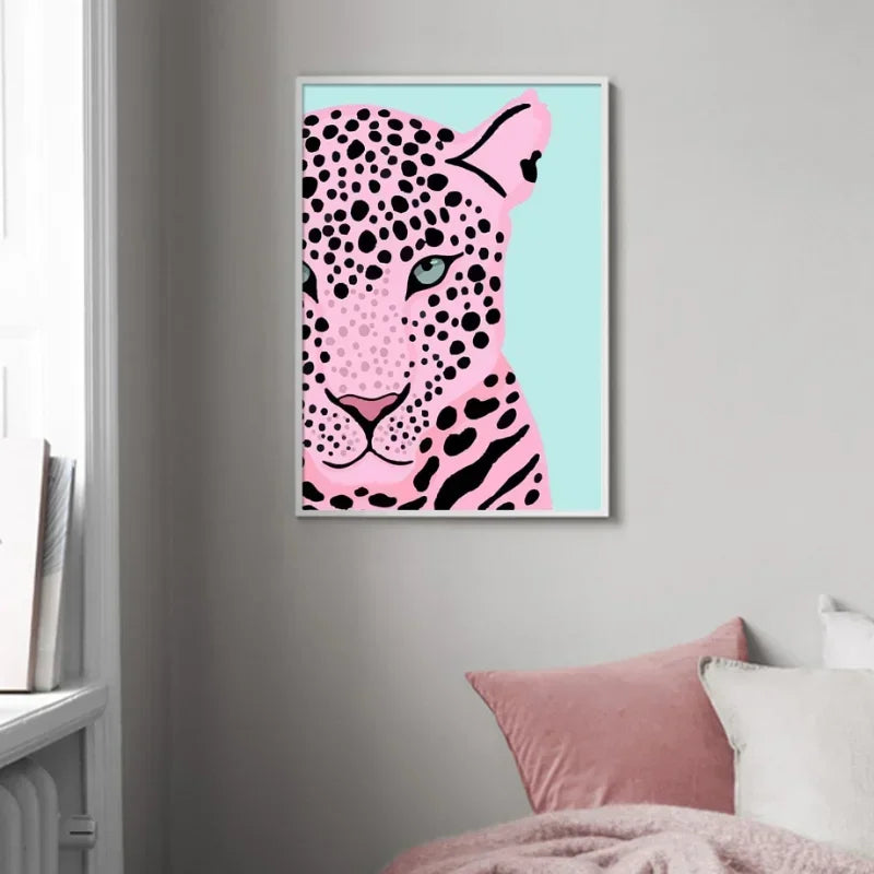 Wild Leopard Tiger Vase Flower Rainbow Girl Power Wall Canvas Painting Lips Abstract Nordic Poster Art Picture For Home Decor