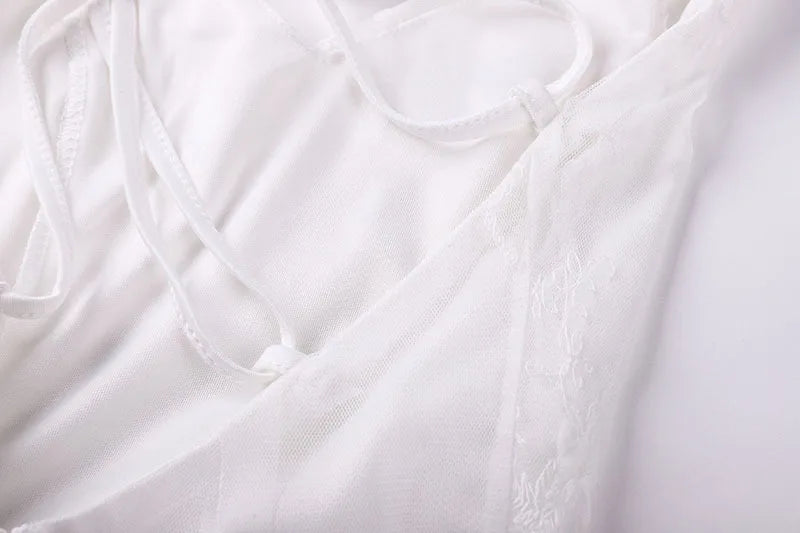 Women Party Long Dress White Sexy Lace Dress V Neck Backless Lace Up Maxi Bodycon Dresses