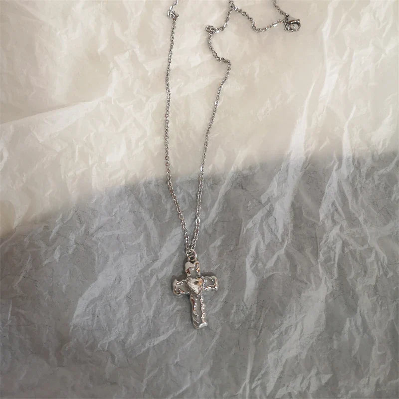 Star Cross Bowknot Pendant Necklace For Women Egirls y2k Cool Neck Jewelry Clavicle Chain Original Korean Fashion Party Gift-Dollar Bargains Online Shopping Australia