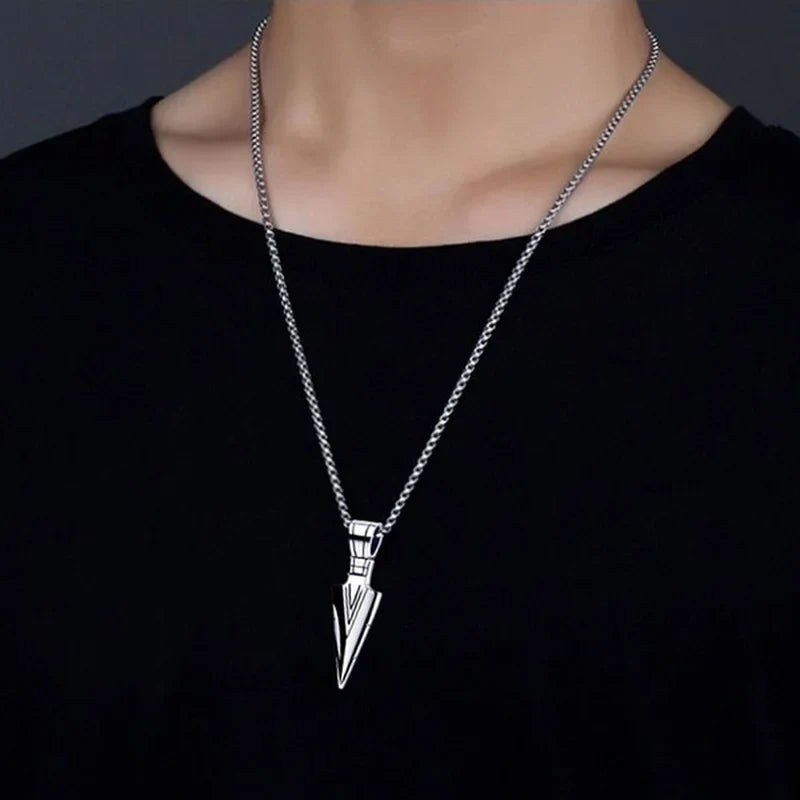 Fashion Men Triangle Arrow Necklace Indian Triangle Pendant Hip Hop Necklaces for Men Punk Jewelry Accessories Anniversary Gift-Dollar Bargains Online Shopping Australia