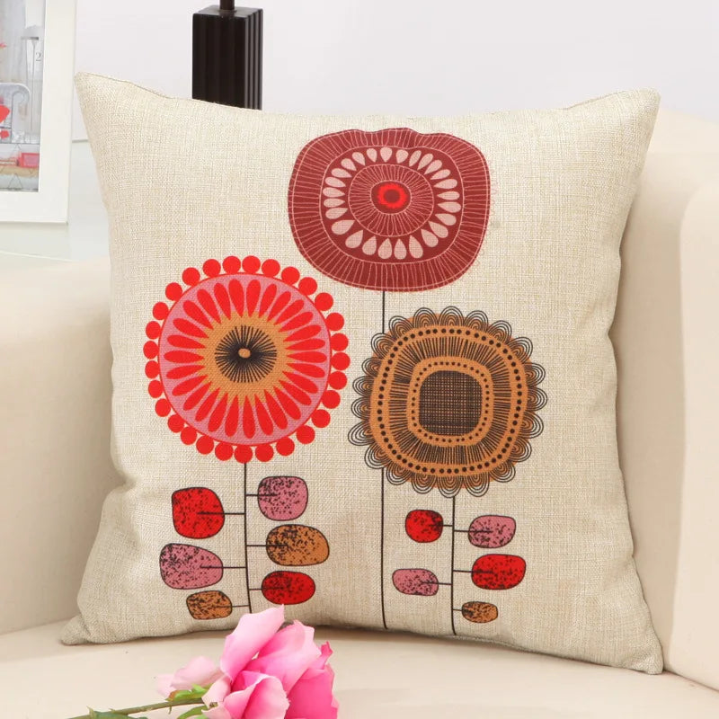 Fashion Cotton Linen Flower Pattern Throw Pillow Case Cushion Cover Seat Car Home Decor Sofa Bed Decorative Pillowcase
