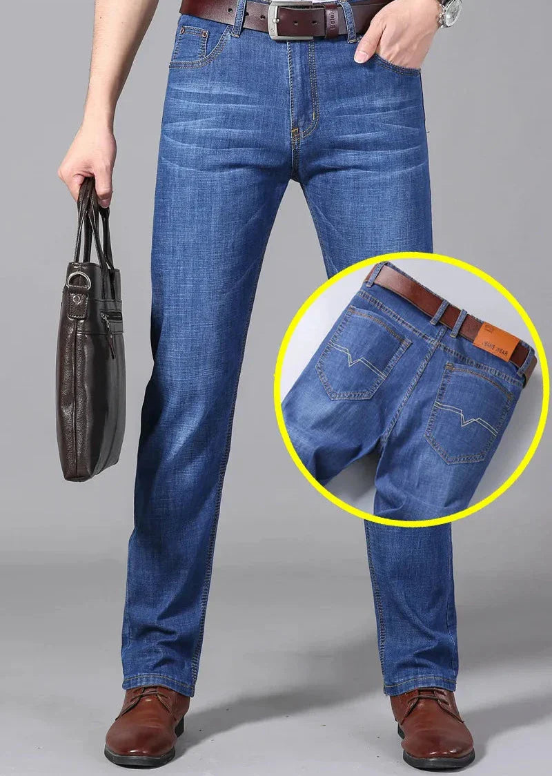 Men's Jeans Summer Thin Pants Straight Blue Jean Baggy Casual Work Denim Pant High Elasticity Wide Leg Business Male-Dollar Bargains Online Shopping Australia