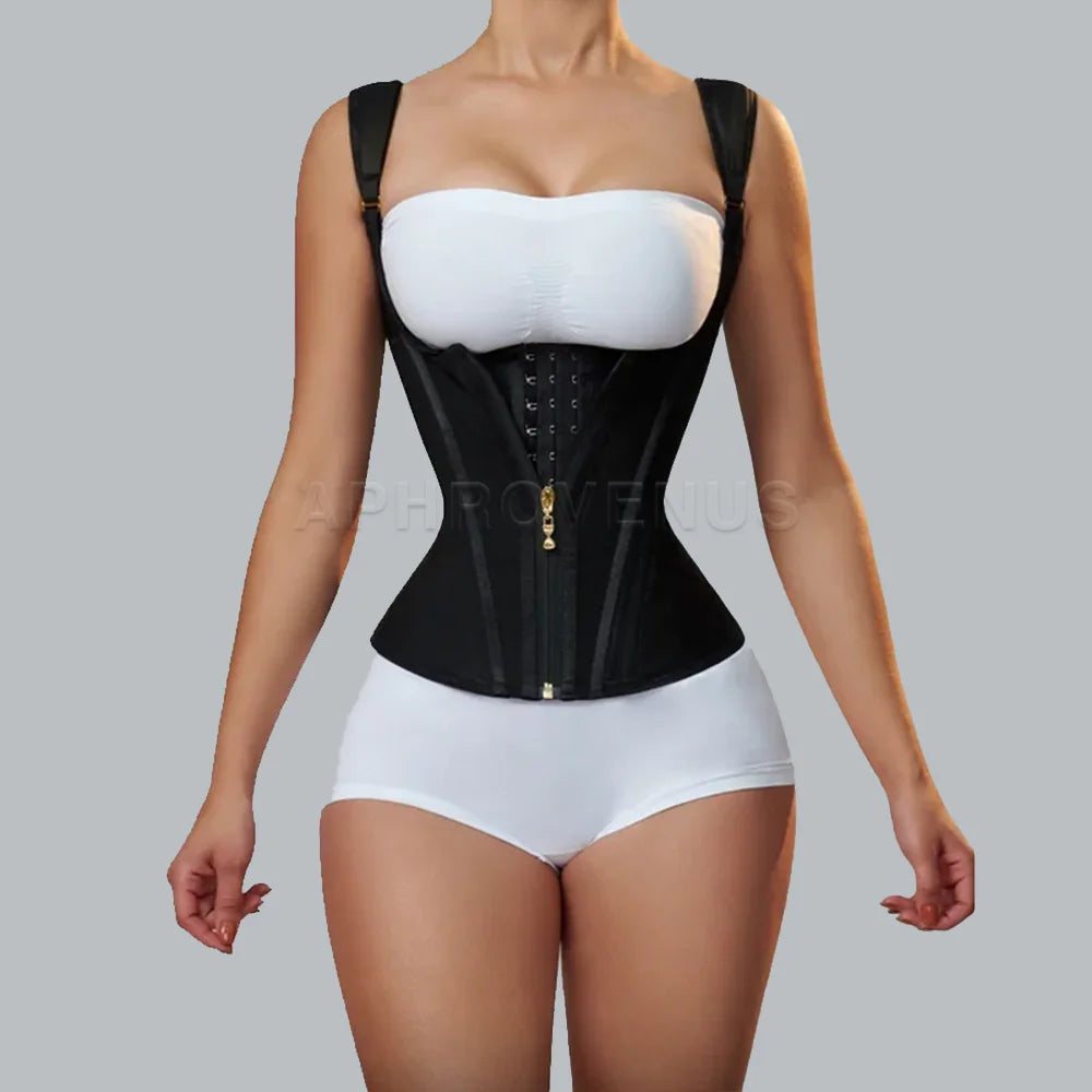 Women Double Compression Waist Trainer Corset with Bone Adjustable Zipper and Hook-eyes Flat Belly Body Shaper-Dollar Bargains Online Shopping Australia