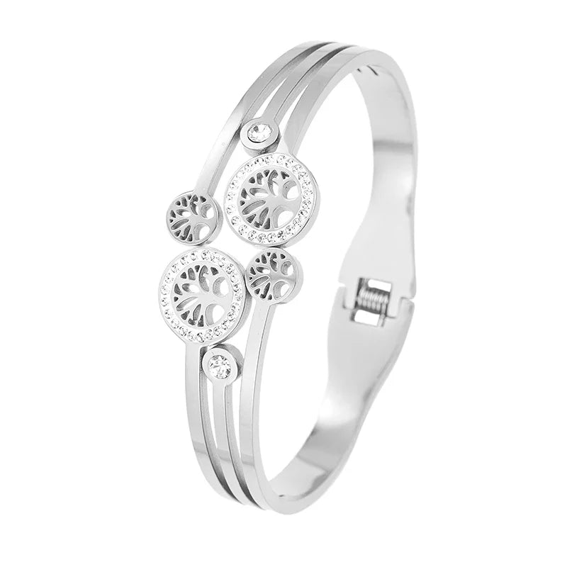 Stainless Steel Bangle Tree Of Life Wristband Two Colors-Dollar Bargains Online Shopping Australia
