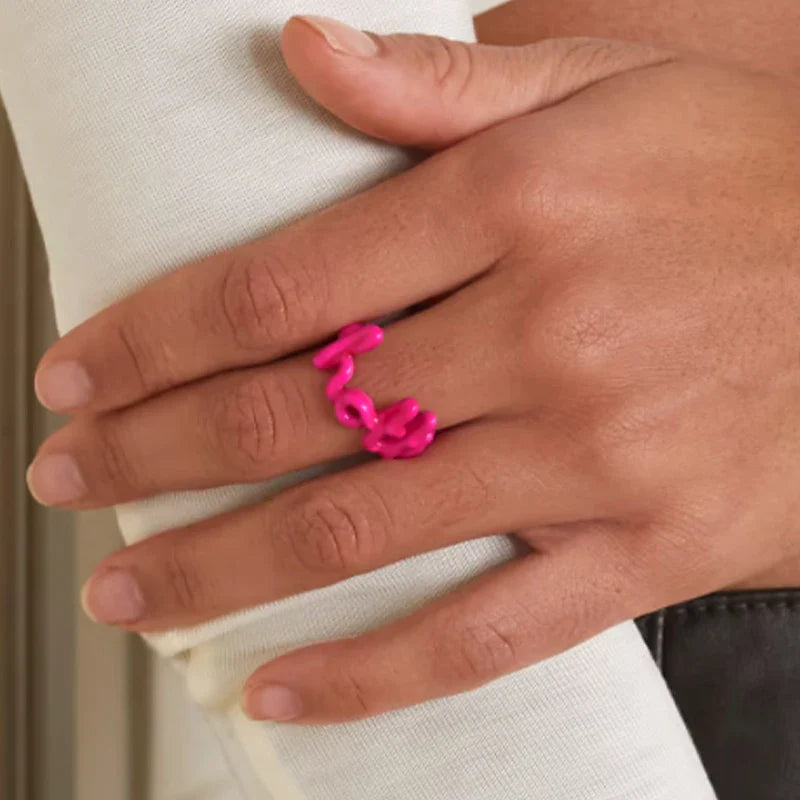 CANNER Red LOVE Letter Rings For Women Charming Colors Enamel Dripping Oil Rings For Lovers Ins Valentine's Day Anillos Jewelry-Dollar Bargains Online Shopping Australia