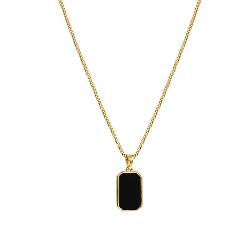 Fashion Square Necklace for Women Korean Black Geometric Pendant Necklace Collar Neck Gold Color Chain Charm Jewelry Party Gift-Dollar Bargains Online Shopping Australia