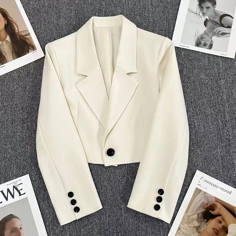 Long Sleeve Button Up Suit Jacket Woman Elegant All Match Office Blazer Female-Dollar Bargains Online Shopping Australia