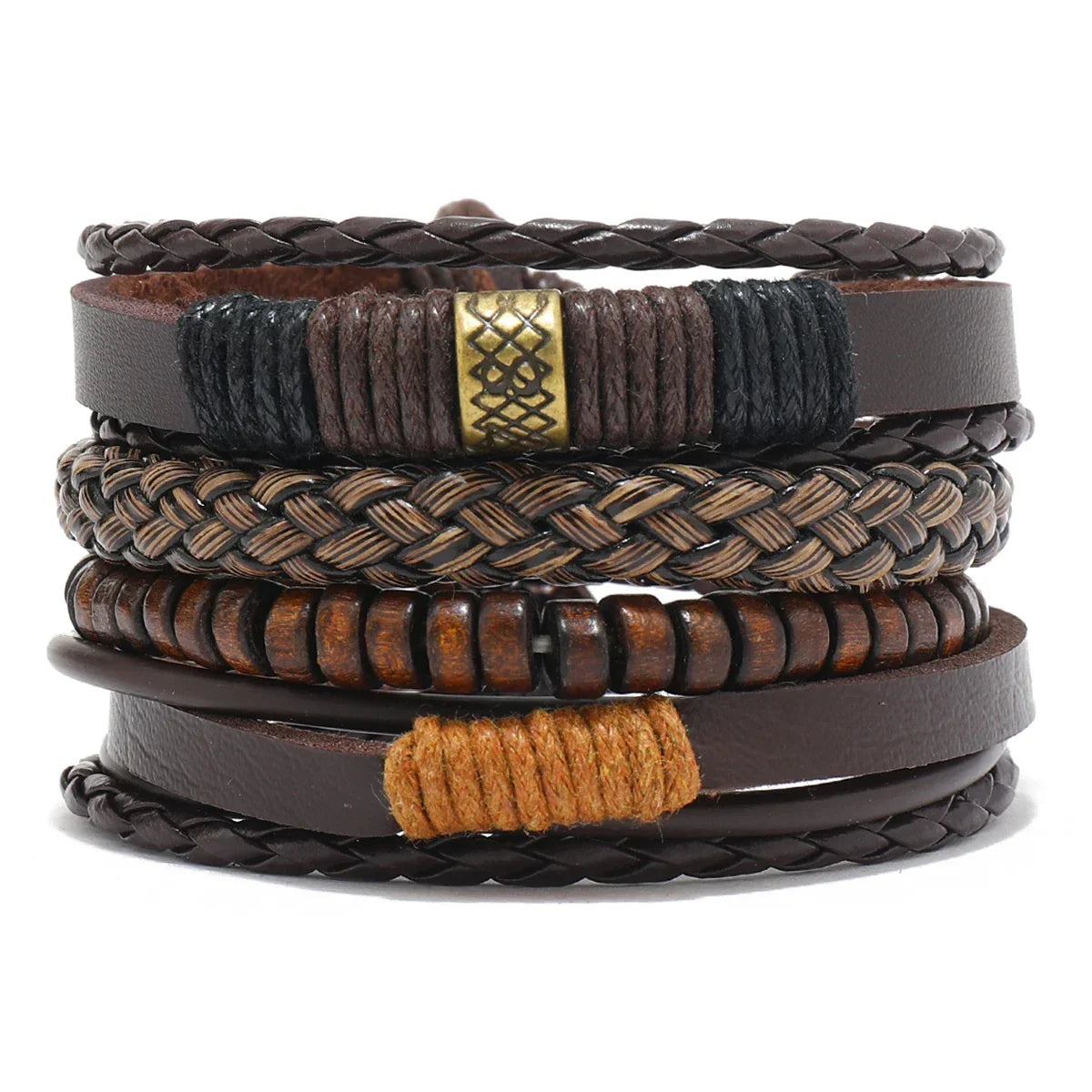 Trendy Compass Man Leather Bracelets set Black Hand Woven Bracelet for Men 4pcs/set DIY Male Jewelry Gift New Pulsera Hombre-Dollar Bargains Online Shopping Australia