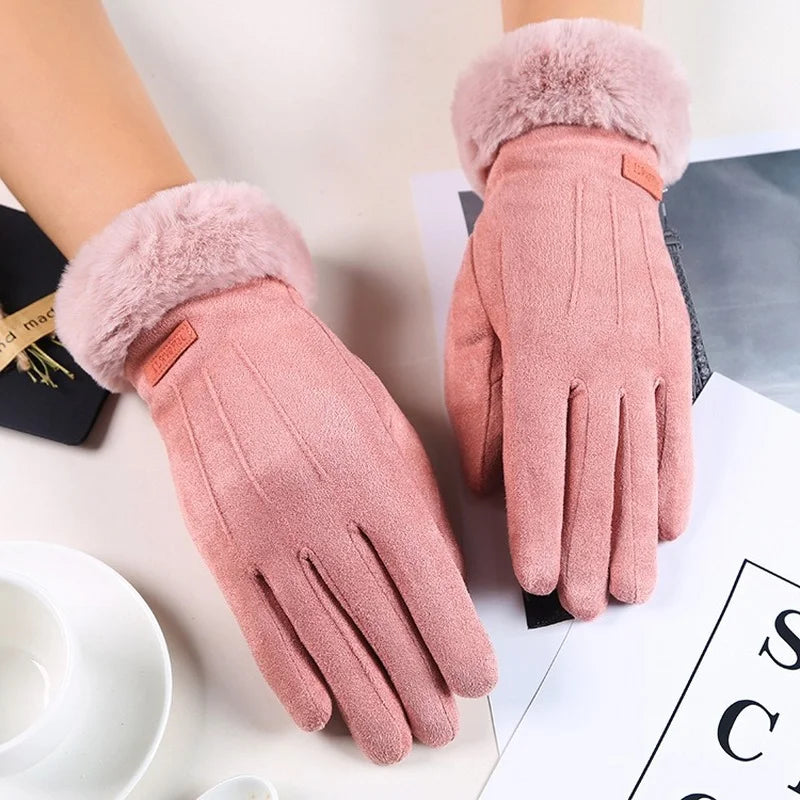 Women Winter Gloves Warm Screen Women's Gloves Full Finger Mittens Glove Driving Windproof