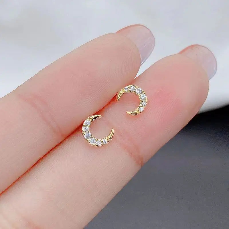 Planet Earrings Silver Color Piercing for Women Moon Star Crystal Zircon Ear Stud Earrings Tragus Cartilage Body Jewelry-Dollar Bargains Online Shopping Australia
