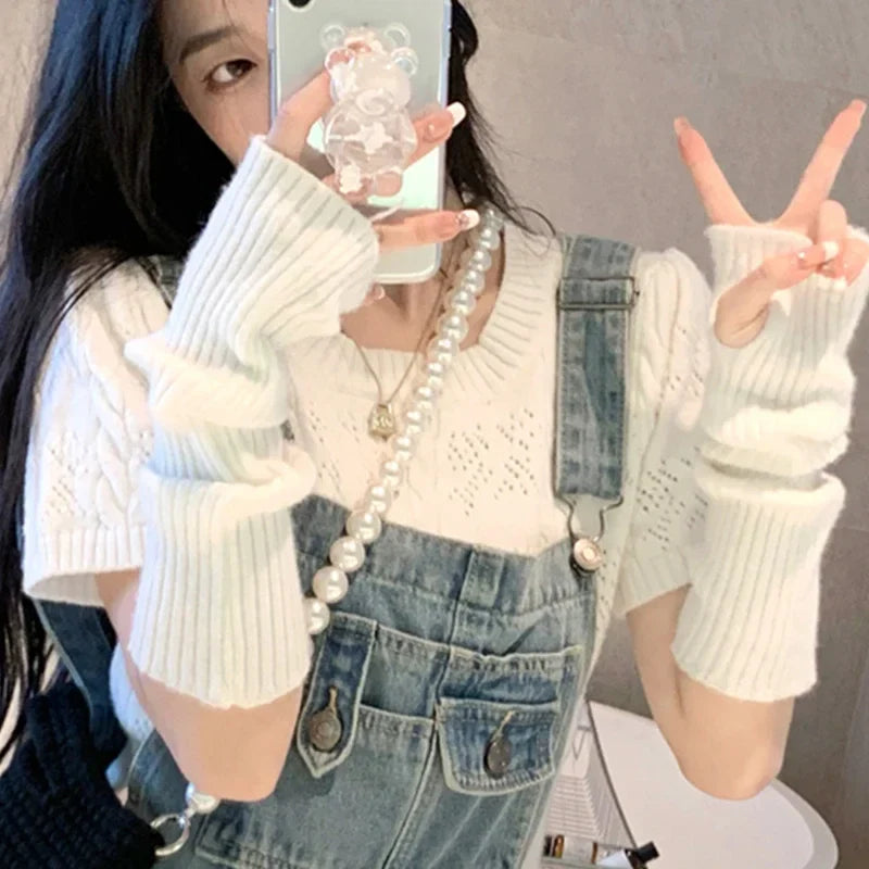 Knitted Long Fingerless Gloves Women Mitten Winter Y2K Solid Arm Warmer Sleeves Fashion Casual Soft Girls Clothes Punk Glove-Dollar Bargains Online Shopping Australia