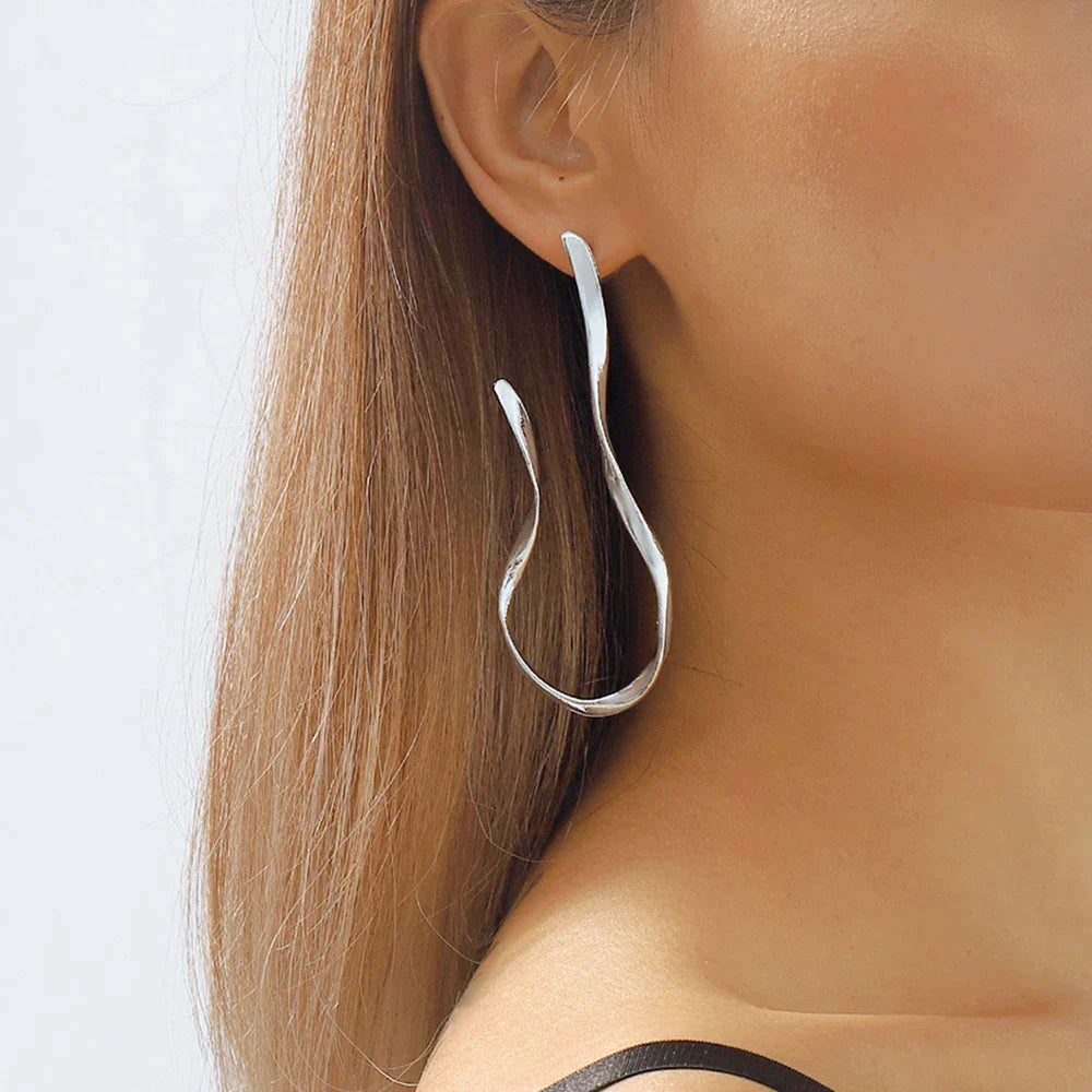 Exaggerated Irregular Lines Big Dangle Earrings for Women Minimalist Asymmetric Twisted Personalized Accessories Fashion Jewelry-Dollar Bargains Online Shopping Australia