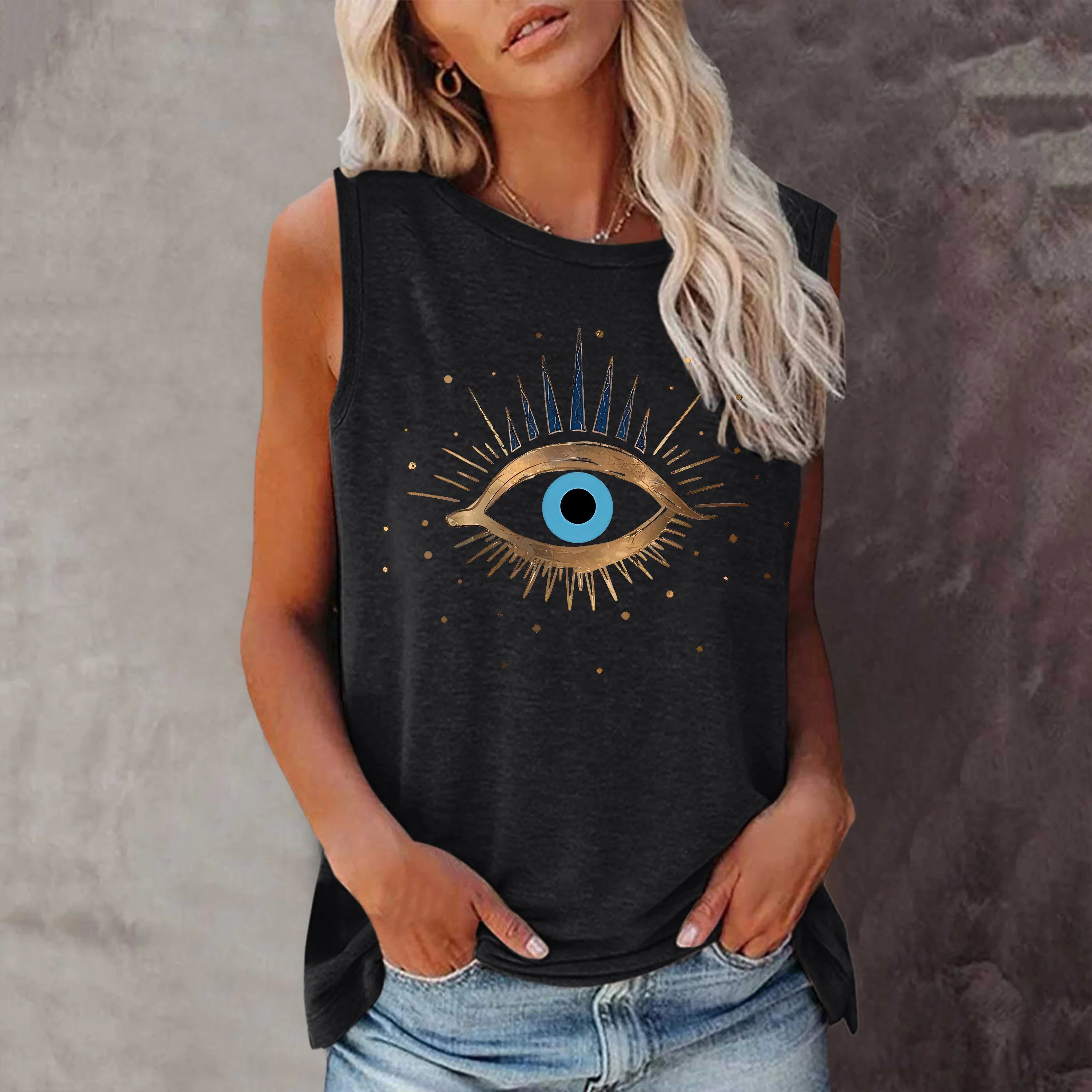 Eye T-shirt Short Sleeve Crew Neck Casual Top Women Clothing Y2k Top-Dollar Bargains Online Shopping Australia